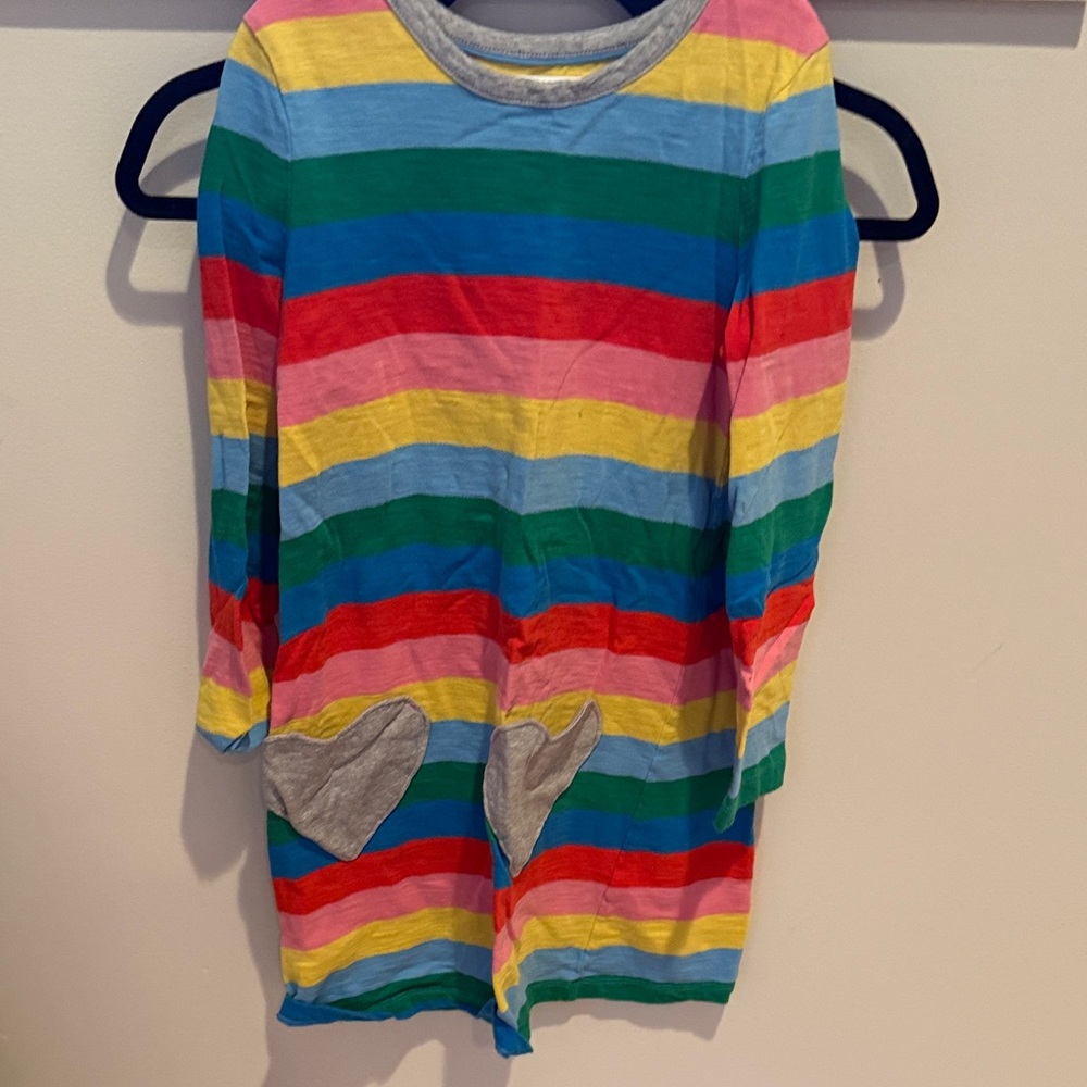 Colorful Striped Kids Shirt with Heart Pockets, size 9-10